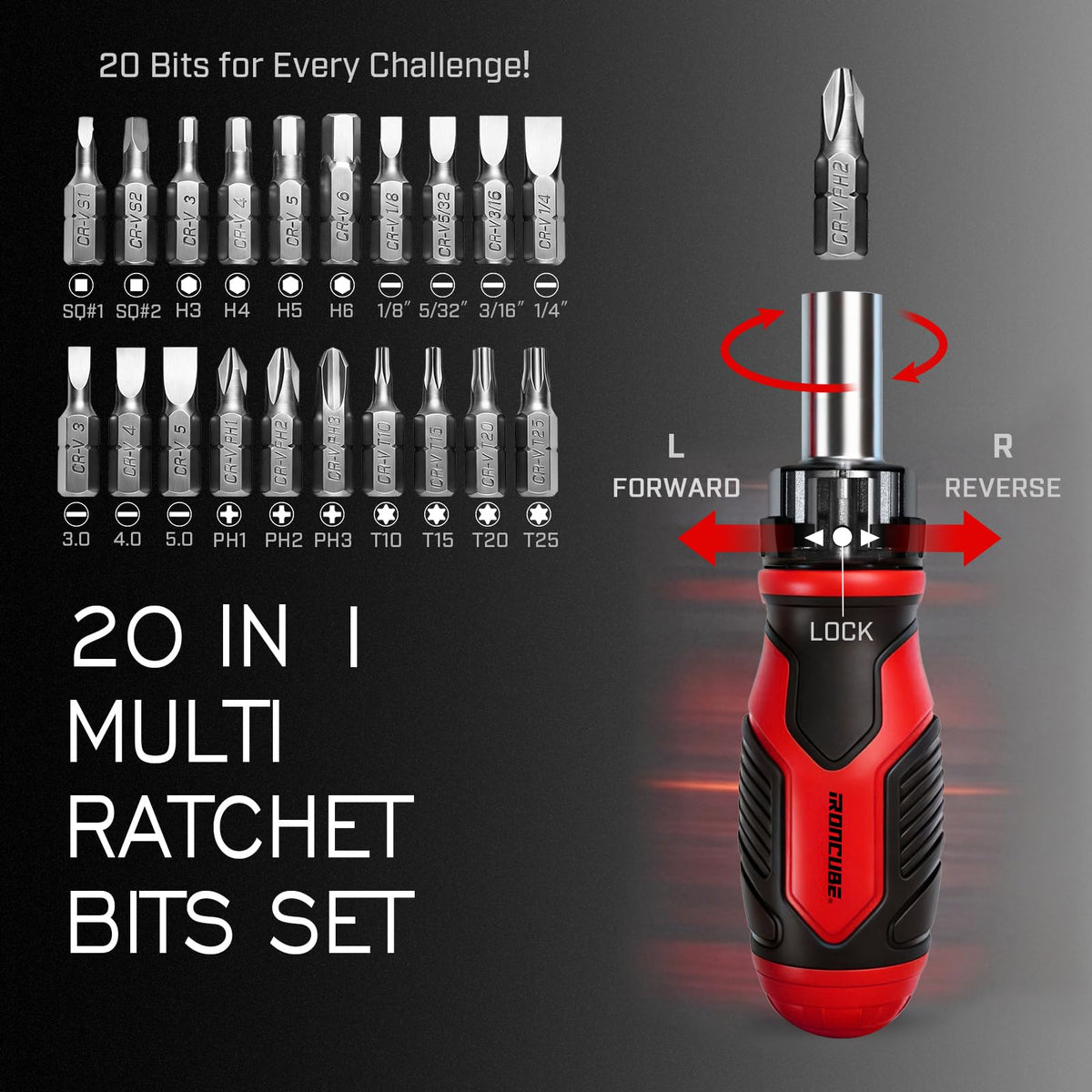 53-Piece Socket Ratchet Wrench Set with Ratcheting Screwdriver C804