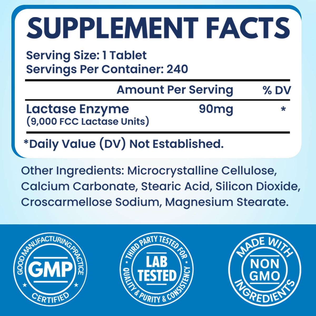 Lactase Enzyme 240 Tablets L3546
