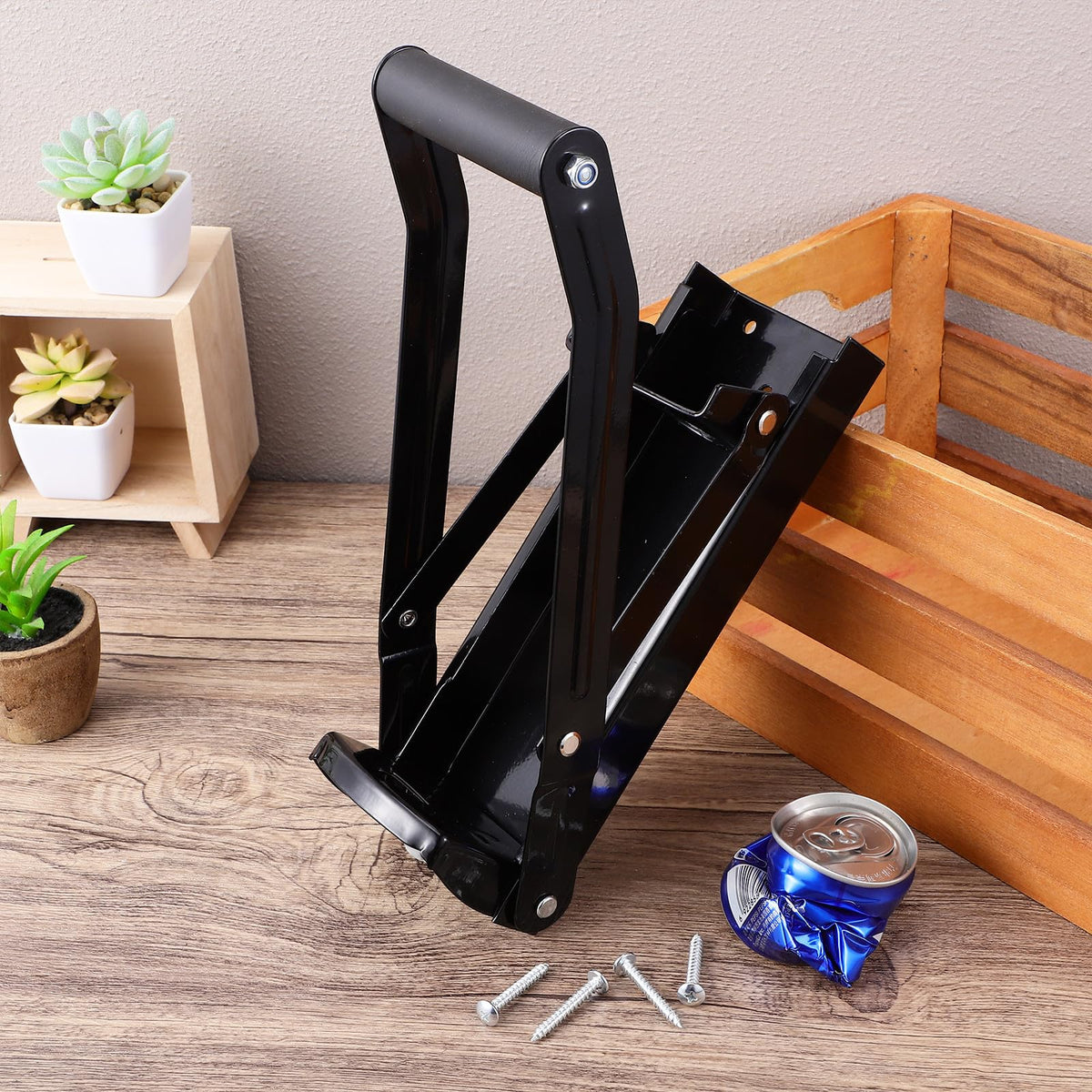 Wall Mounted Stainless Steel Can Crusher with Built in Opener E66072