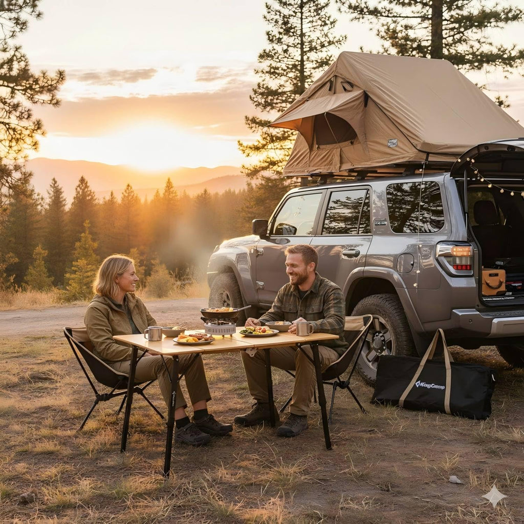 Bamboo Folding Camping Table with Adjustable Height K653