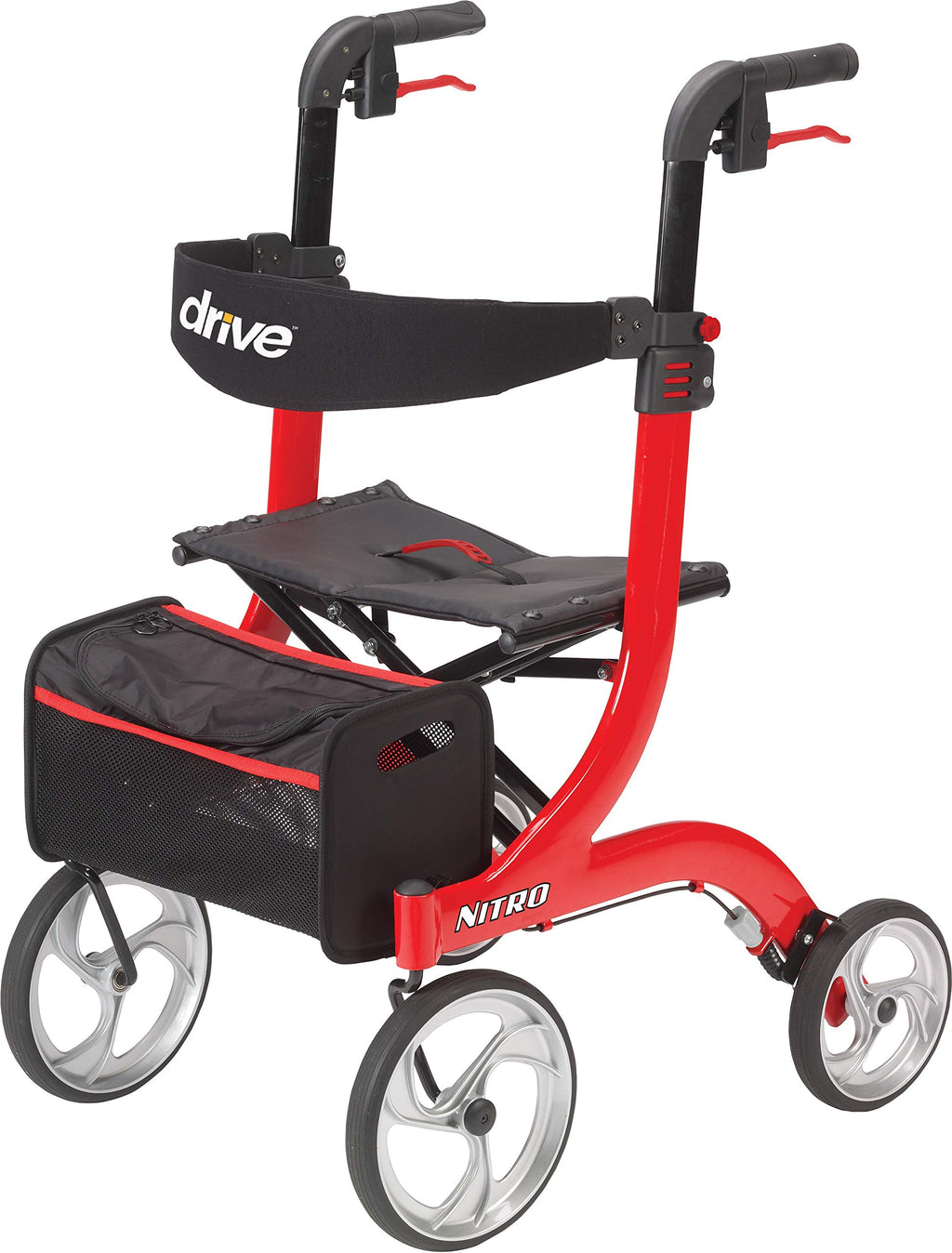 Red 4-Wheel Rollator with Seat B14598