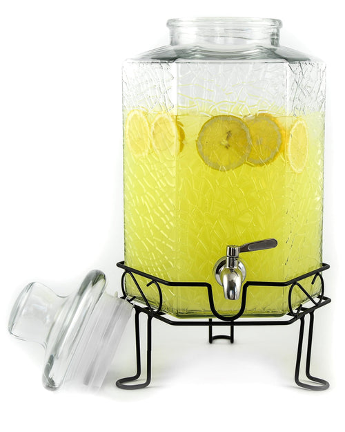 2.5 Gallon Glass Beverage Dispenser with Spigot and Stand S63404