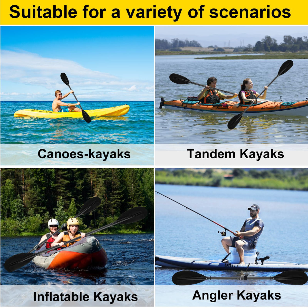 Telescoping Kayak Paddle Black 94inch U499