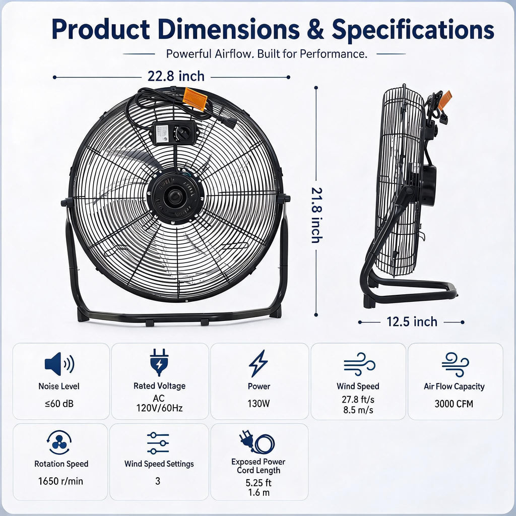 20 Inch High Velocity Floor Fan P18114
