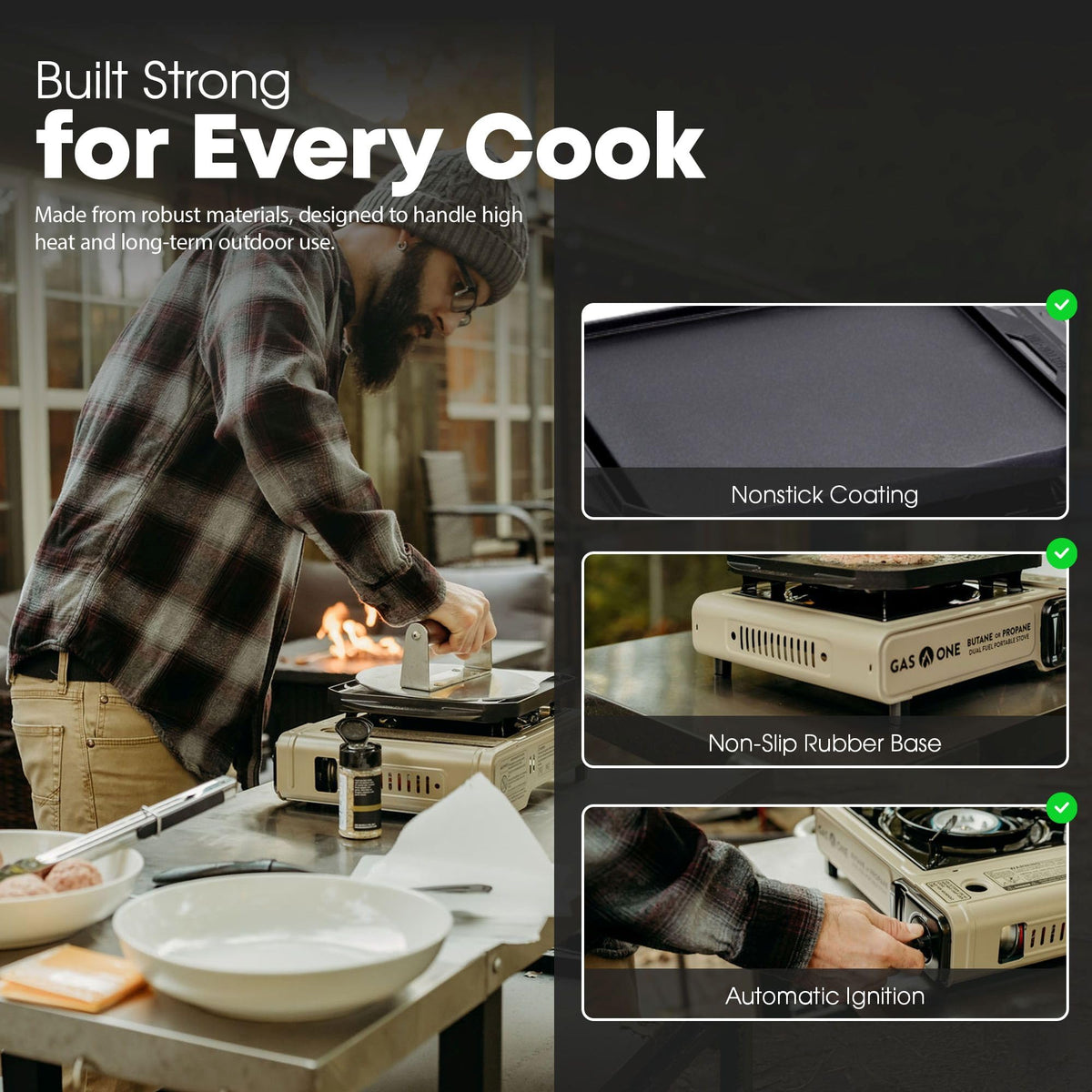 Dual Fuel Propane Butane Gas Stove with Griddle I127055