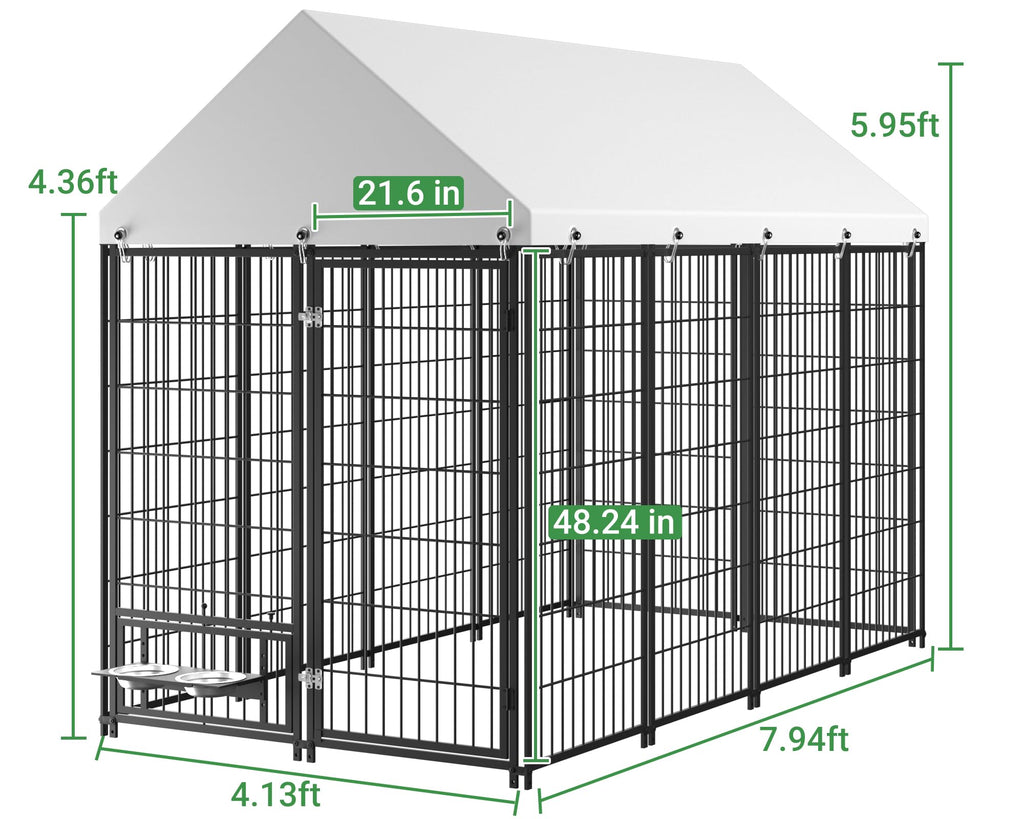 7.9 x 4.1 x 5.9 ft Outdoor Dog Kennel with Waterproof Roof J389260