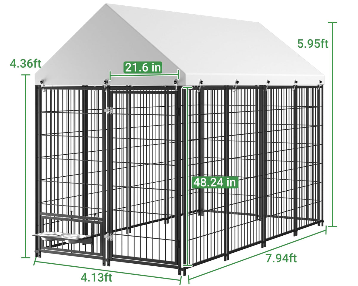 7.9 x 4.1 x 5.9 ft Outdoor Dog Kennel with Waterproof Roof J389260