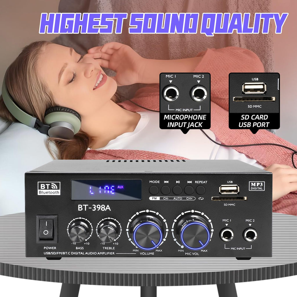 Bluetooth 5.0 Stereo Receivers, 2 Channel 450W Home Amplifier C988