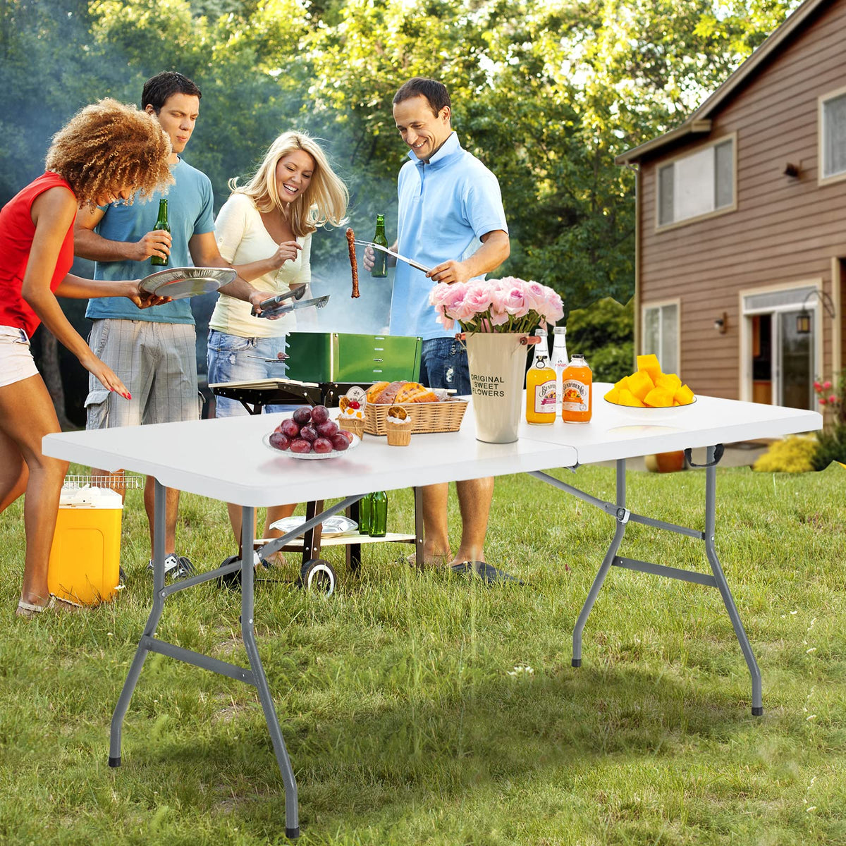 6FT Portable Folding Picnic Table with Handle Q97991