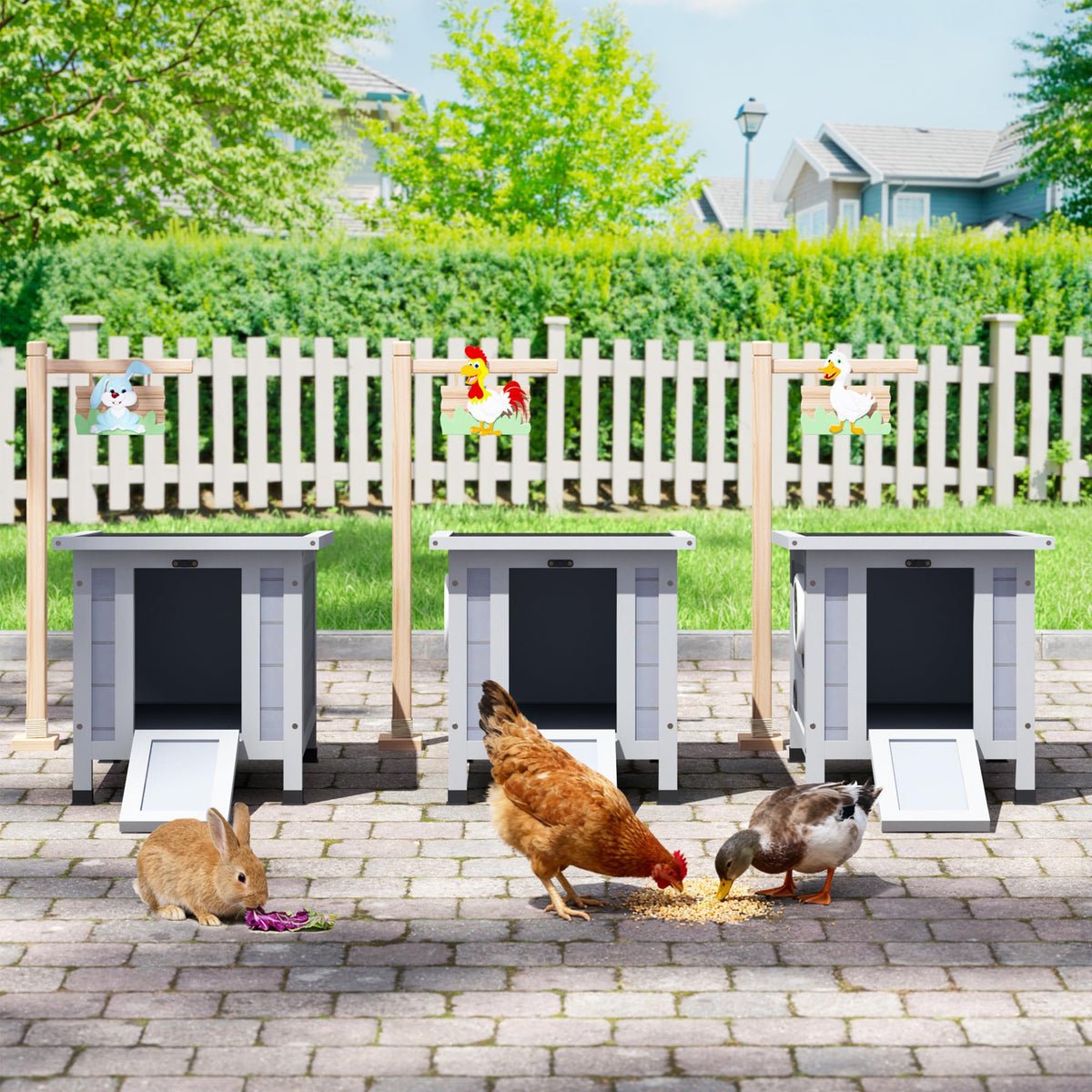Gray Rabbit Hutch Small Animal Cage I936012