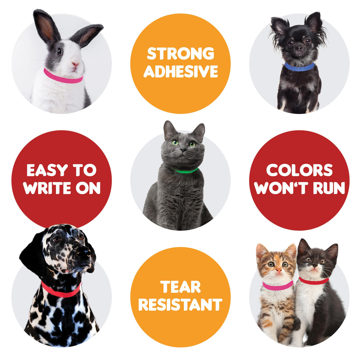 20 Inch 500 Count Waterproof Writable Tear-Resistant Pet ID Collars A3542