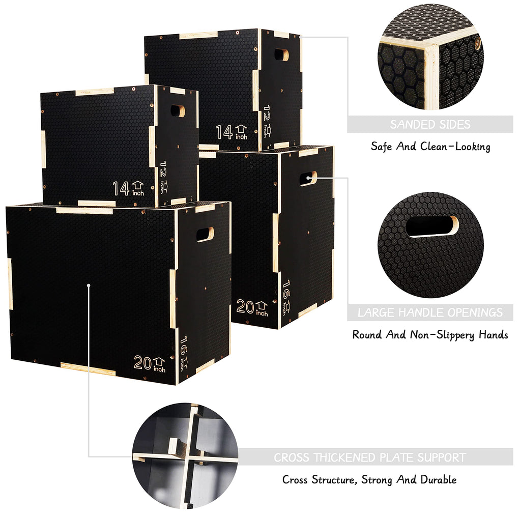 3 in 1 Non-Slip Wooden Plyo Box S111308