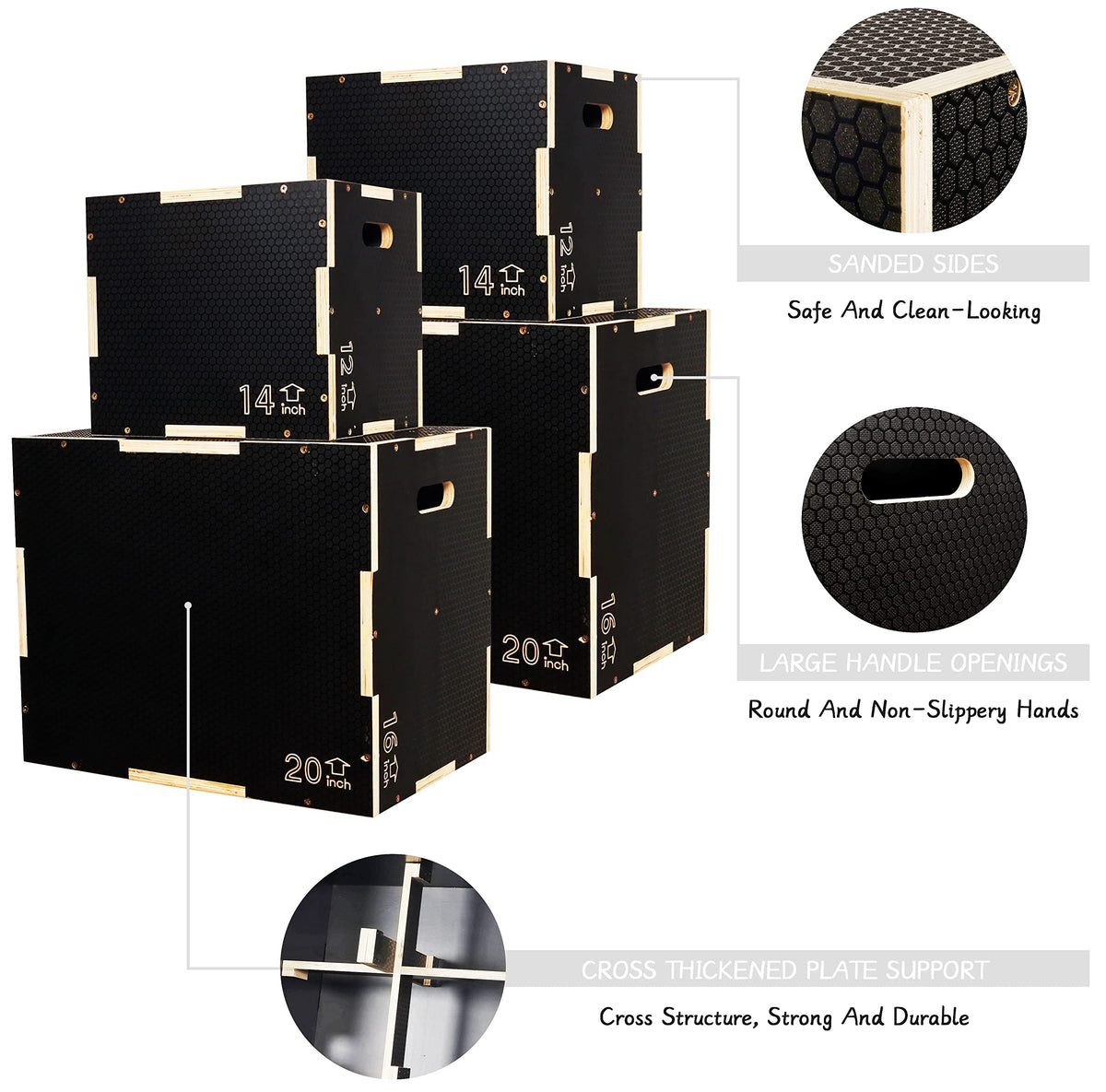 3 in 1 Non-Slip Wooden Plyo Box S111308