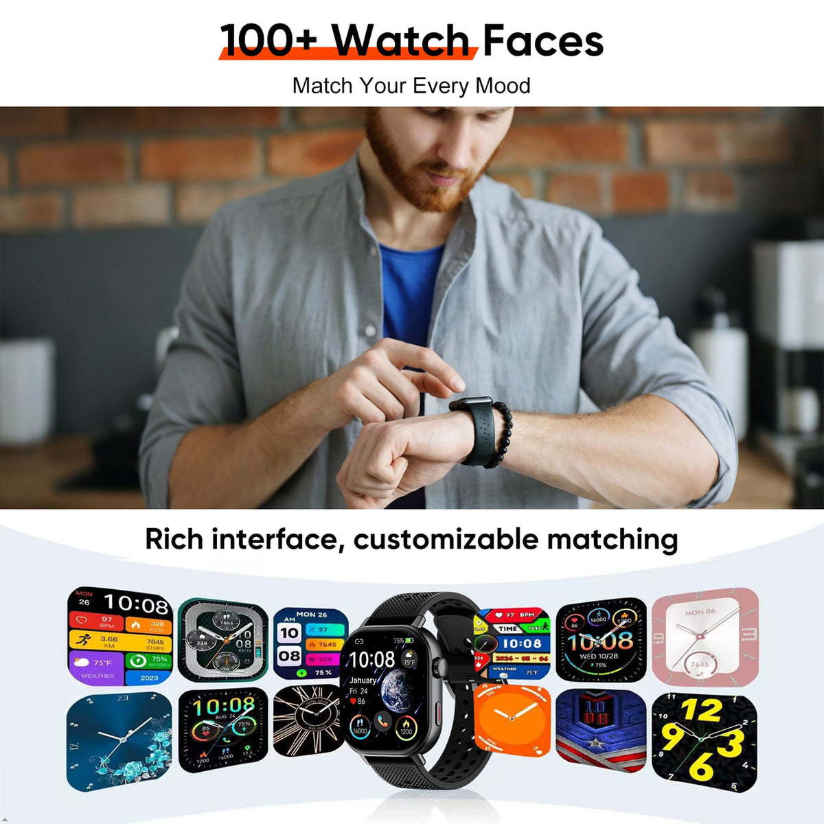 Black Waterproof Running & Swim Watch F7101