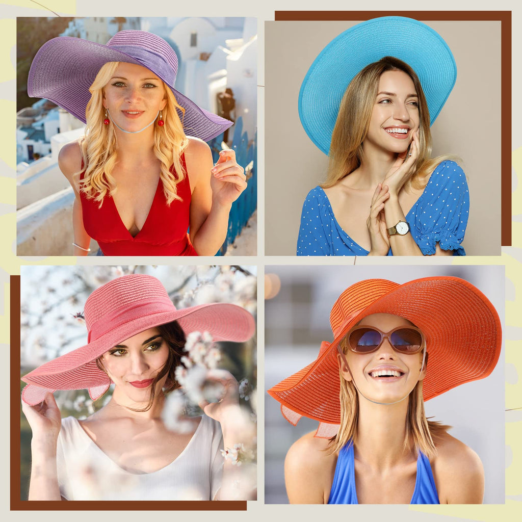 30 Pcs Women's Wide Brim Straw Sun Hat H587