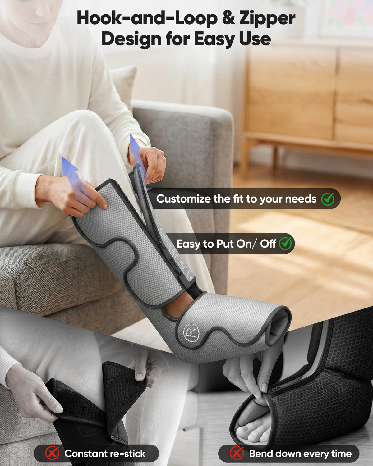 Air Compression Leg Massager with Heat, Foot and Calf Massager, 9 Intensity, 4 Modes, 3 Heating Q950339