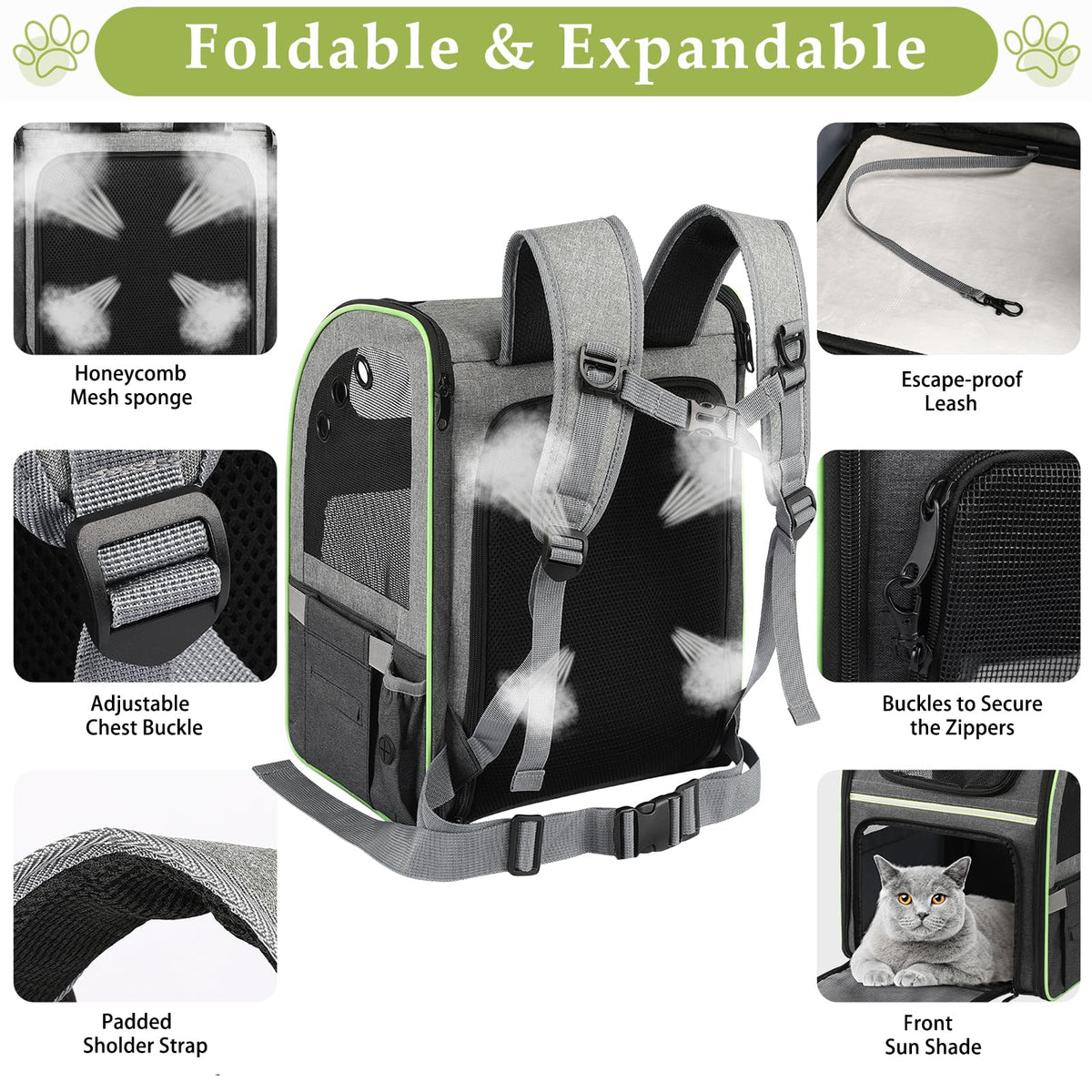 Large Soft Expandable Cat Carrier Backpack C8352