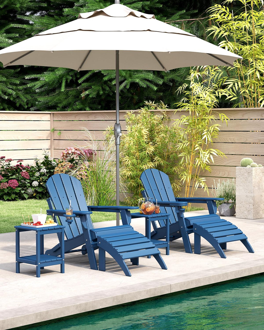 Folding Adirondack Chairs Set of 2 Blue HDPE N806