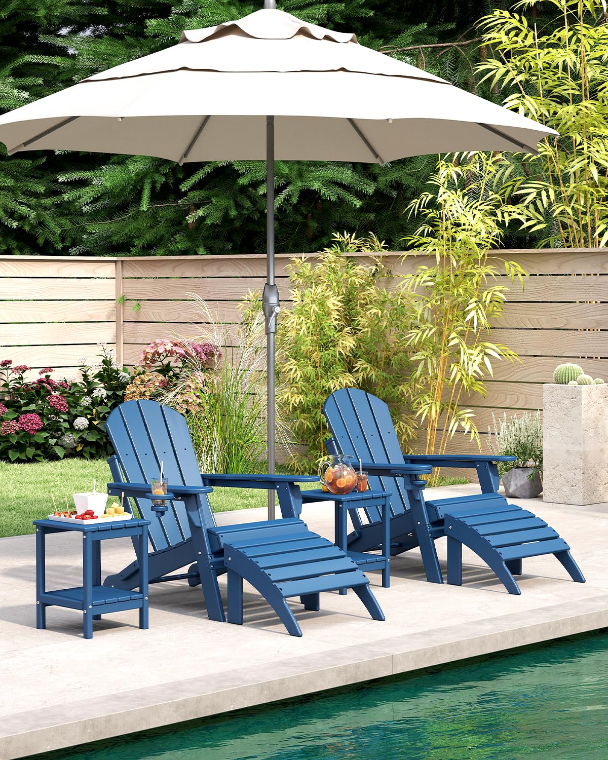 Folding Adirondack Chairs Set of 2 Blue HDPE N806