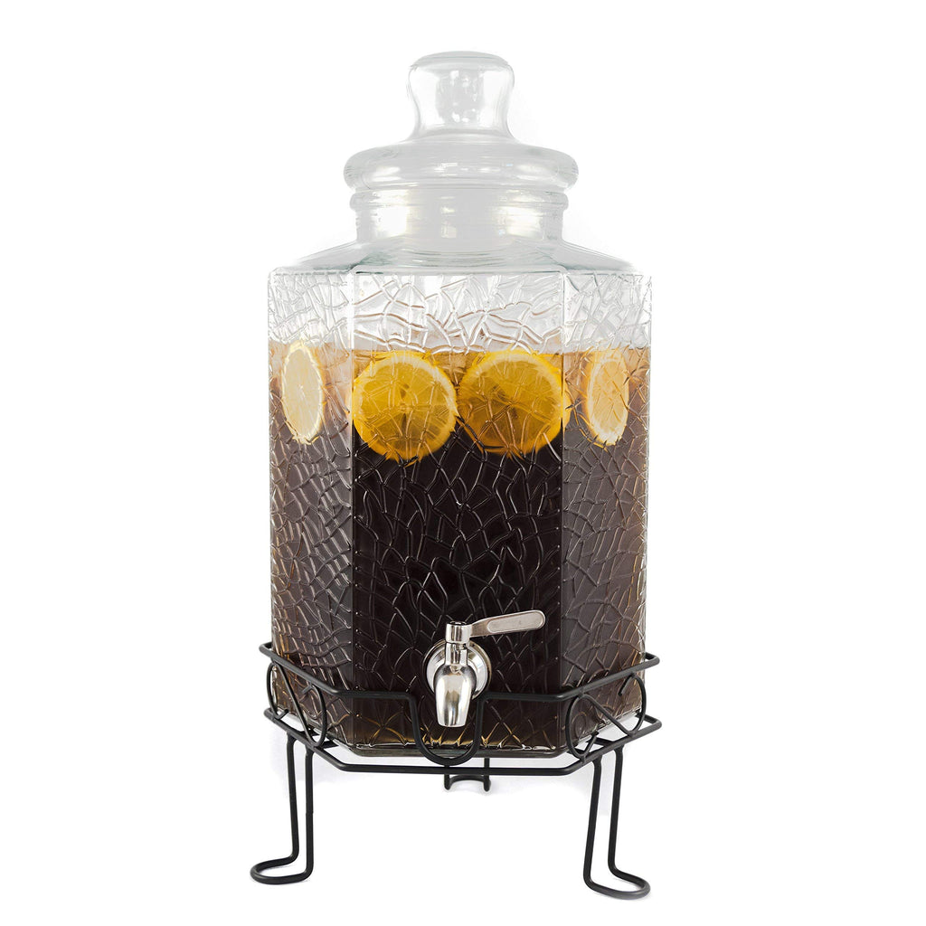 2.5 Gallon Glass Beverage Dispenser with Spigot and Stand S63404