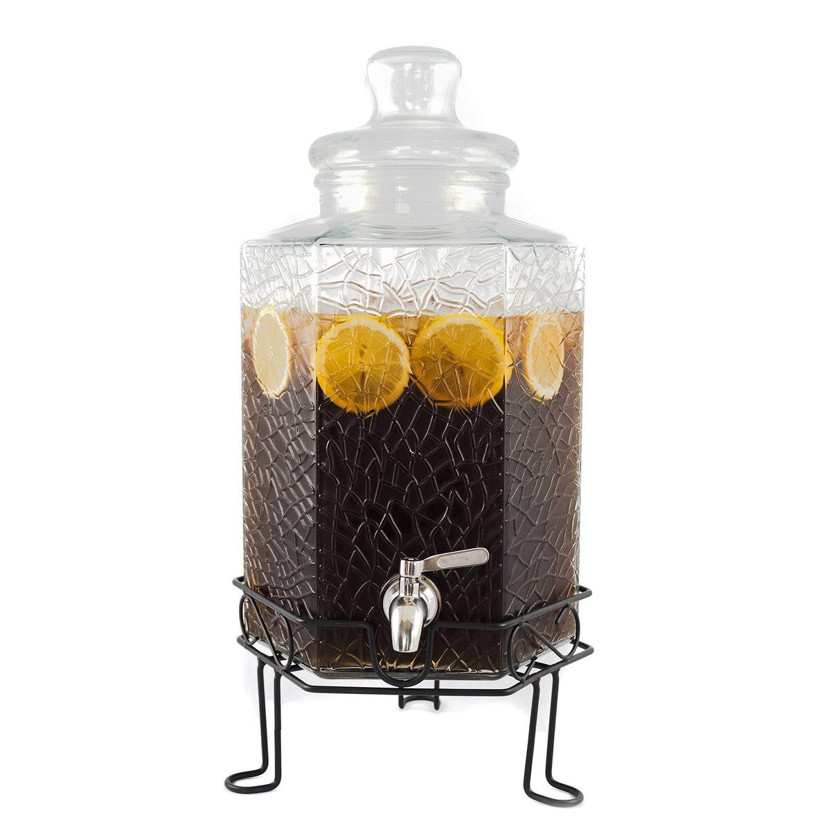 2.5 Gallon Glass Beverage Dispenser with Spigot and Stand S63404