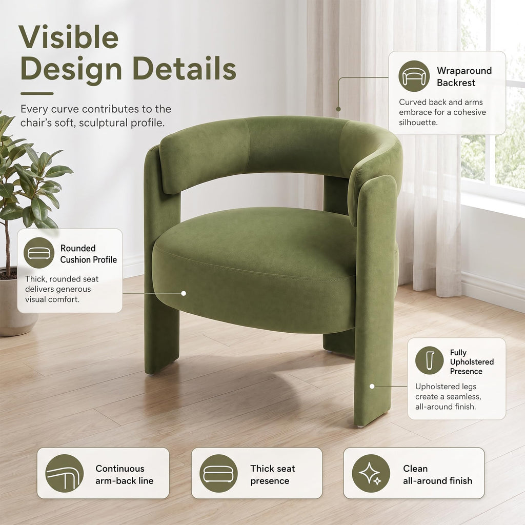 Set of 2 Velvet Upholstered Accent Chairs with Wooden Legs D19800