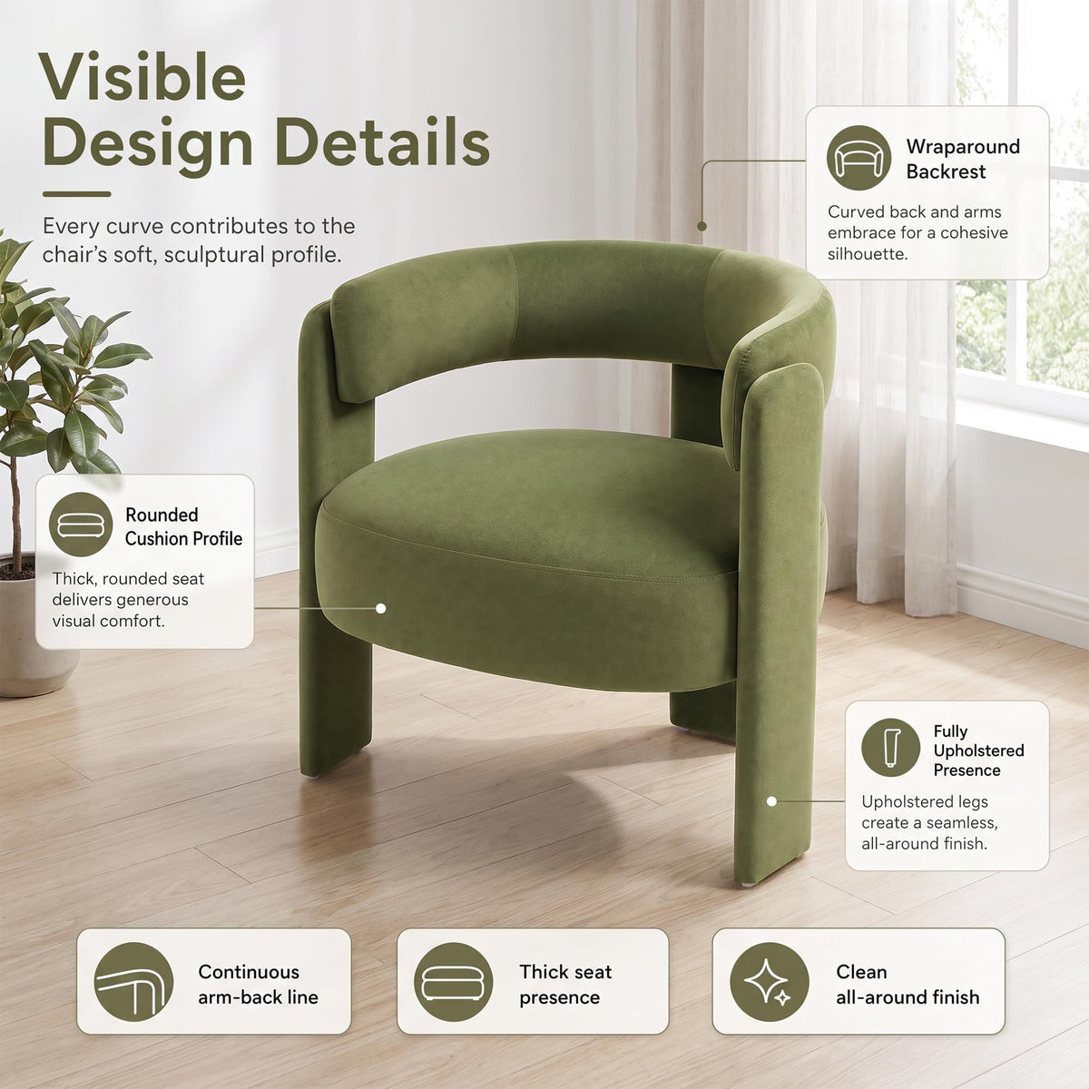 Set of 2 Velvet Upholstered Accent Chairs with Wooden Legs D19800
