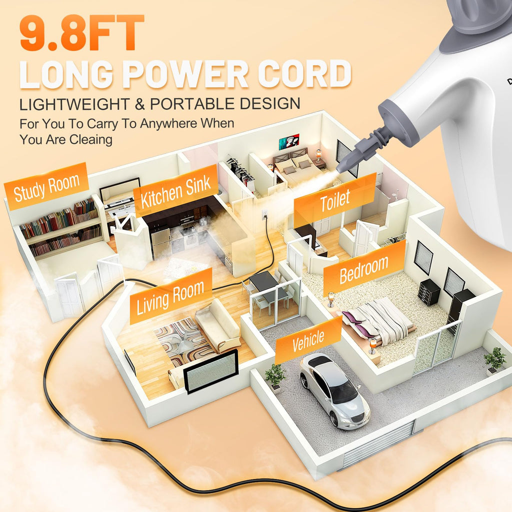 Handheld Pressurized Steam Cleaner with 11-Pieces Accessories L91085