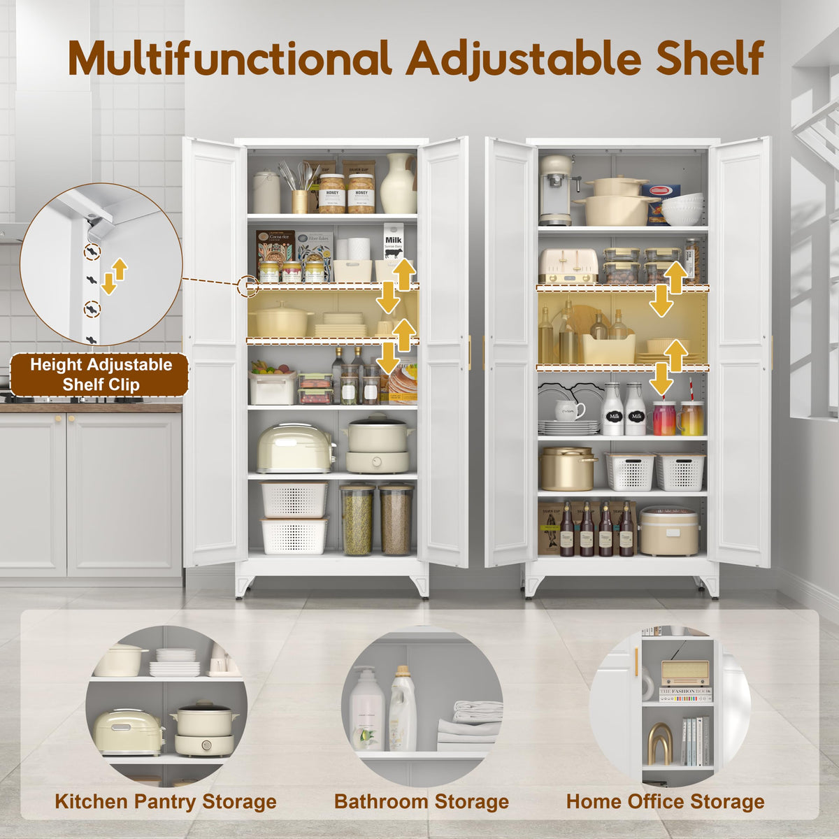 75" Metal Kitchen Pantry Cabinet with Doors K66451