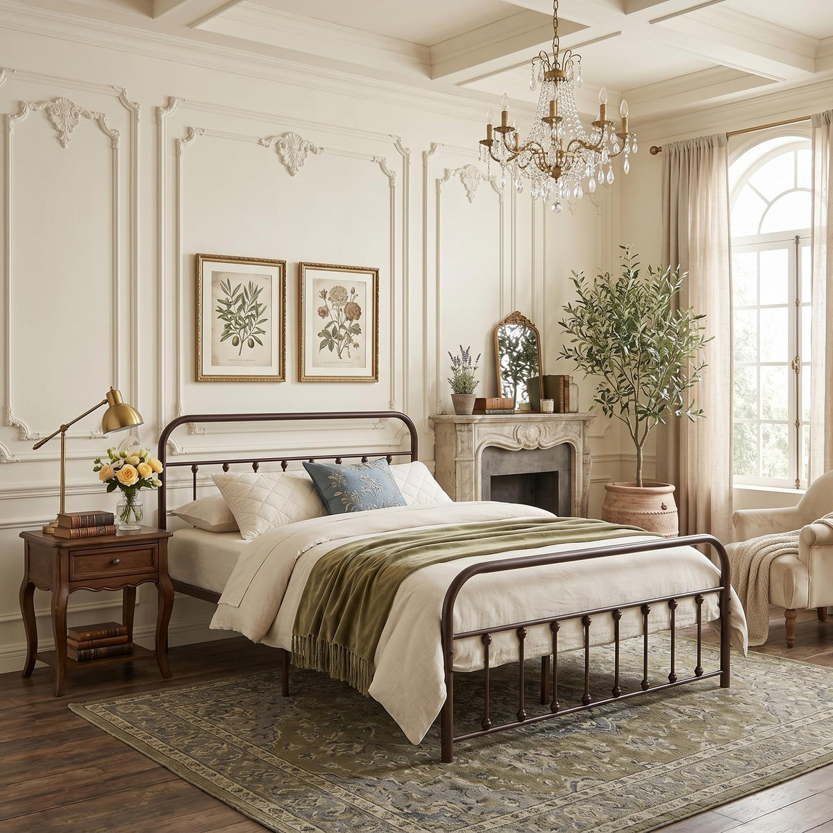 Full Size Metal Bed Frame with Headboard and Footboard A119
