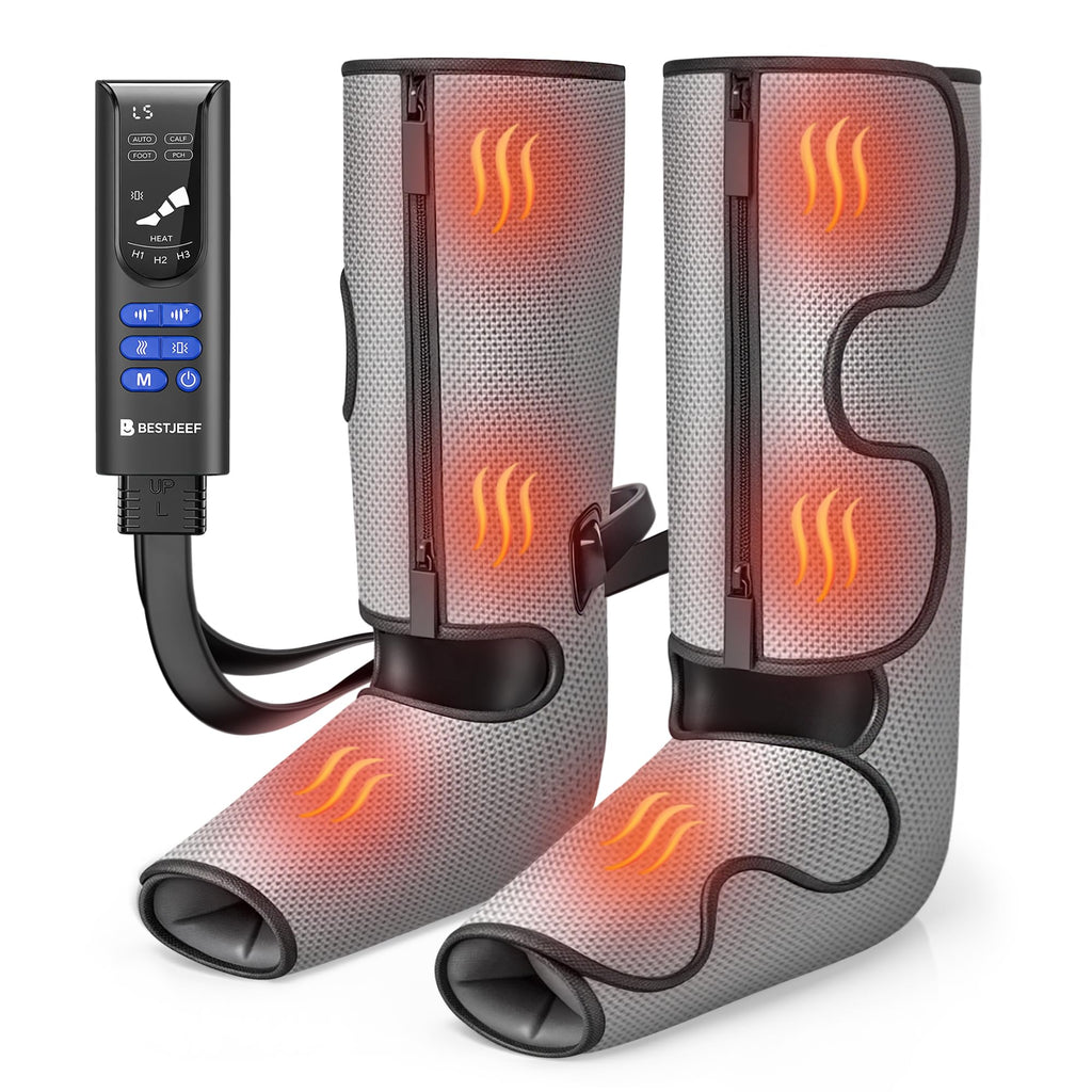 Air Compression Leg Massager with Heat, Foot and Calf Massager, 9 Intensity, 4 Modes, 3 Heating Q950339