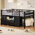 Black Twin Size Low Loft Bed with 8 Storage Drawers P817366