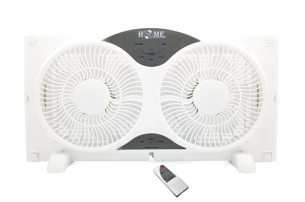 9" Twin Window Fan 3 Speed with Remote Control, White O861853