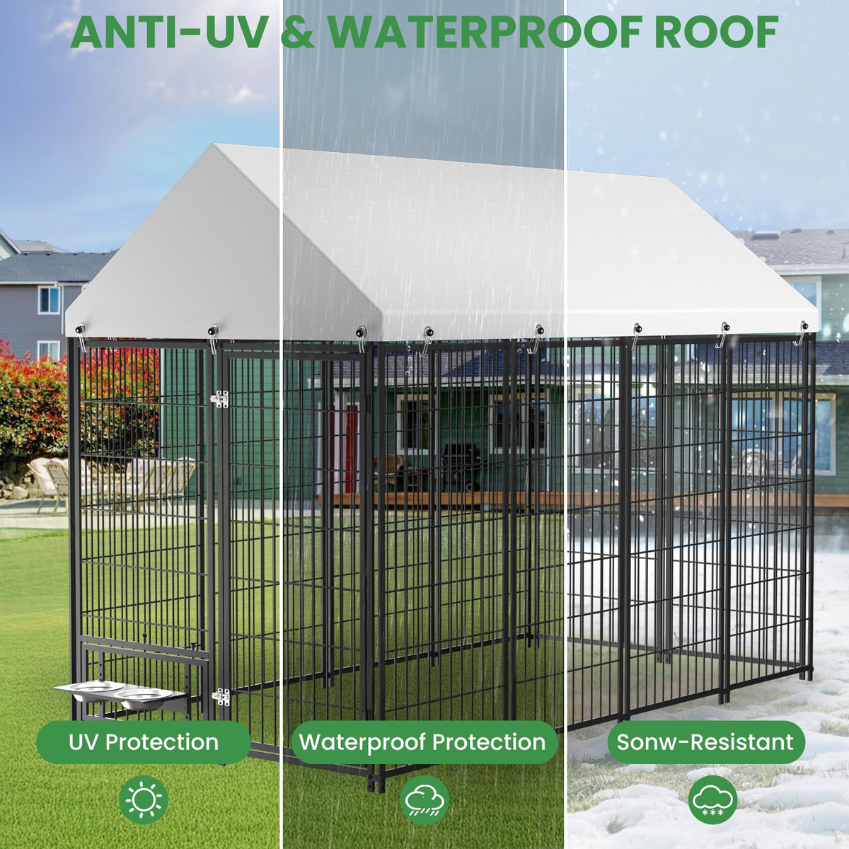 7.9 x 4.1 x 5.9 ft Outdoor Dog Kennel with Waterproof Roof J389260