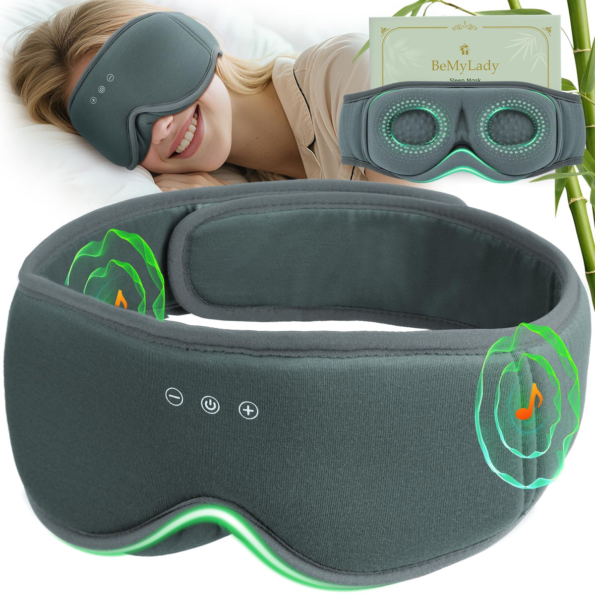 Bamboo Cotton Sleep Mask with Bluetooth Headphones R784701