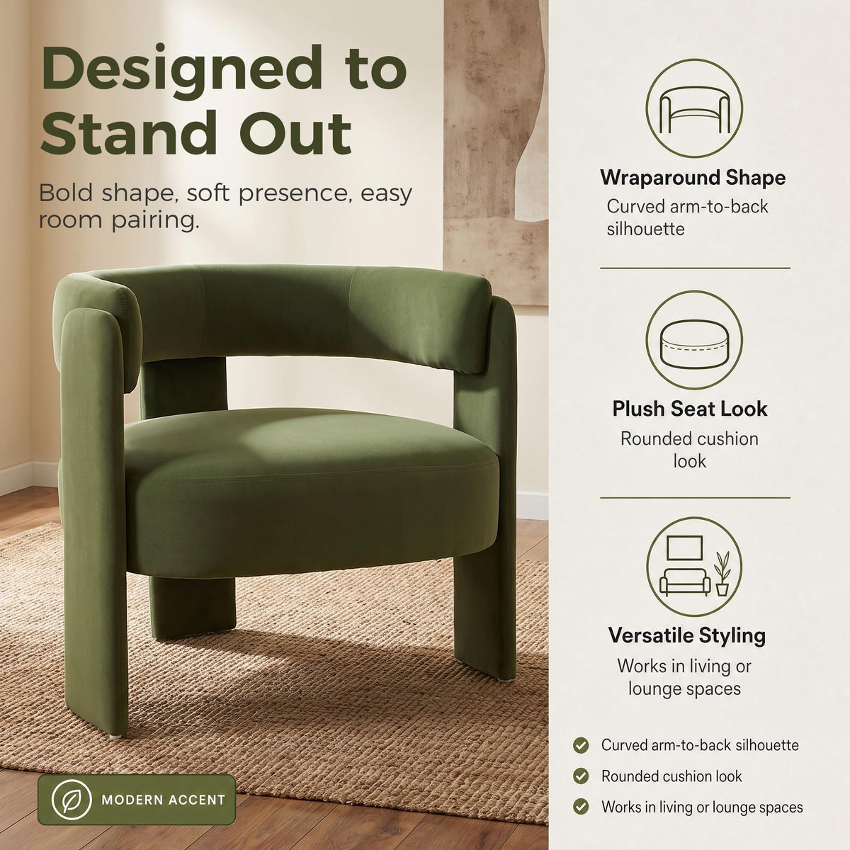 Set of 2 Velvet Upholstered Accent Chairs with Wooden Legs D19800