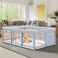 74" ×50" Large Baby Playpen with Soft Breathable Mesh, Grey L78930