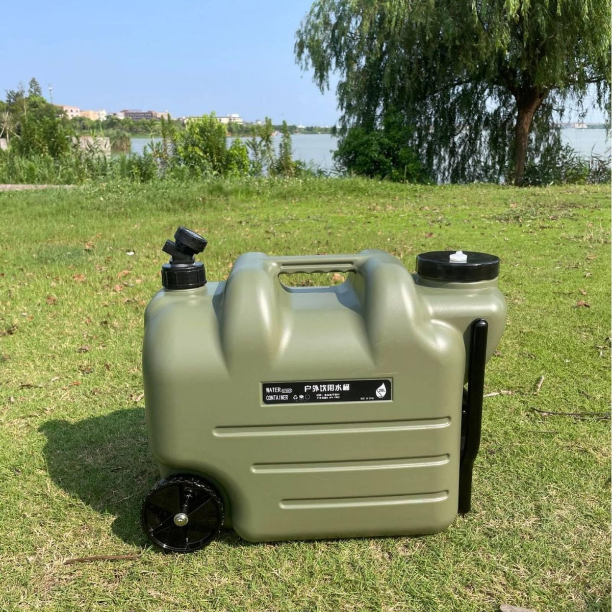 Black Portable Water Tank with Faucet and Wheels N840