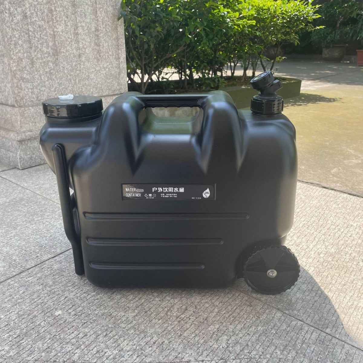 Black Portable Water Tank with Faucet and Wheels N840