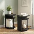 Set of 2 Round End Table with Oval Tabletop and Open Shelf, Walnut T53105