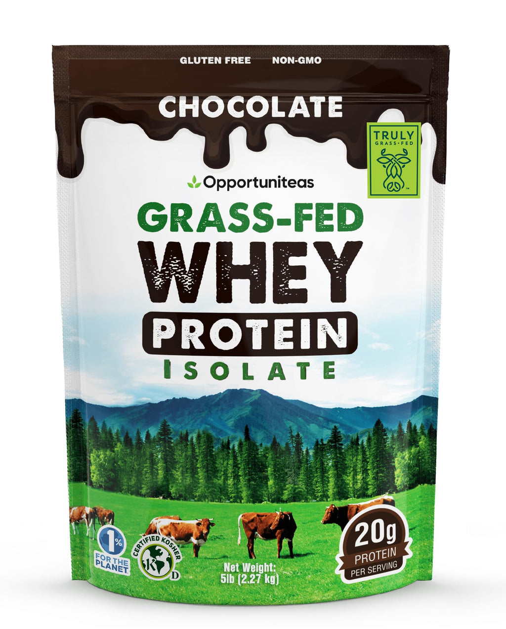 Chocolate Grass Fed Whey Protein Isolate Powder, 5 lb Z437669