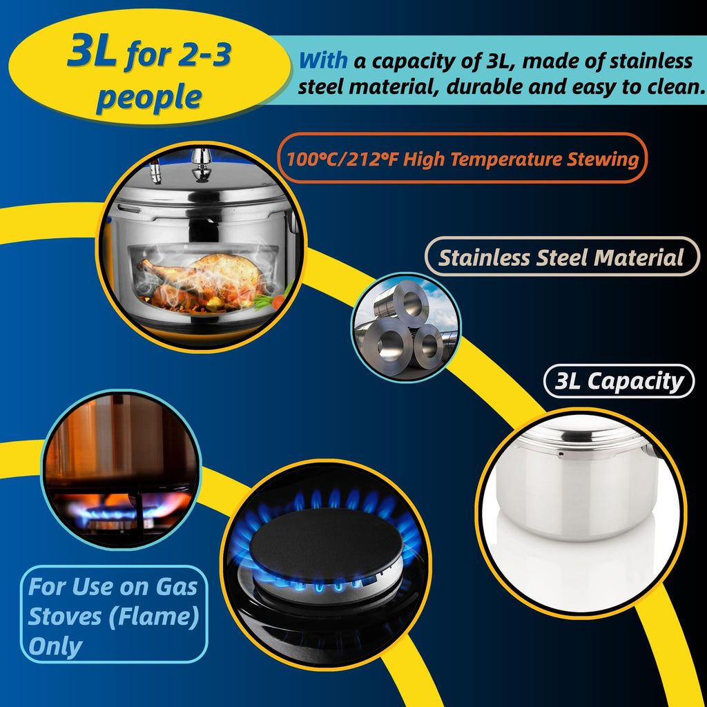3L Stainless Steel Pressure Cooker M376