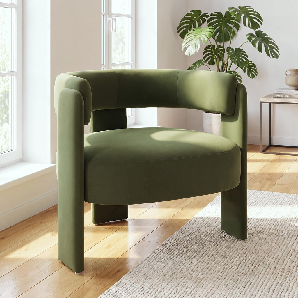 Set of 2 Velvet Upholstered Accent Chairs with Wooden Legs D19800