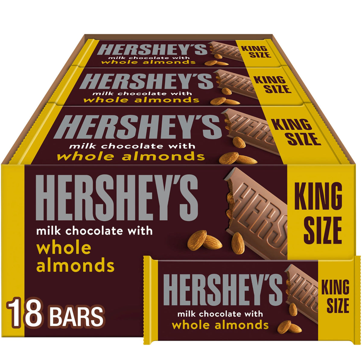 Milk Chocolate with Whole Almonds Candy Bars 2.6 oz 18 Count J921188