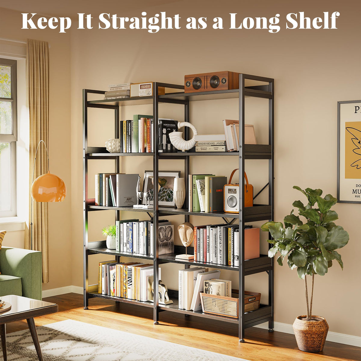 5 Tier Bookshelf with 10 Open Shelves A642546