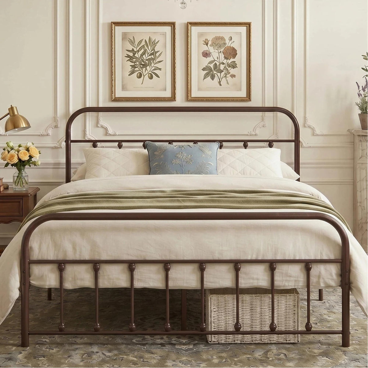 Full Size Metal Bed Frame with Headboard and Footboard A119