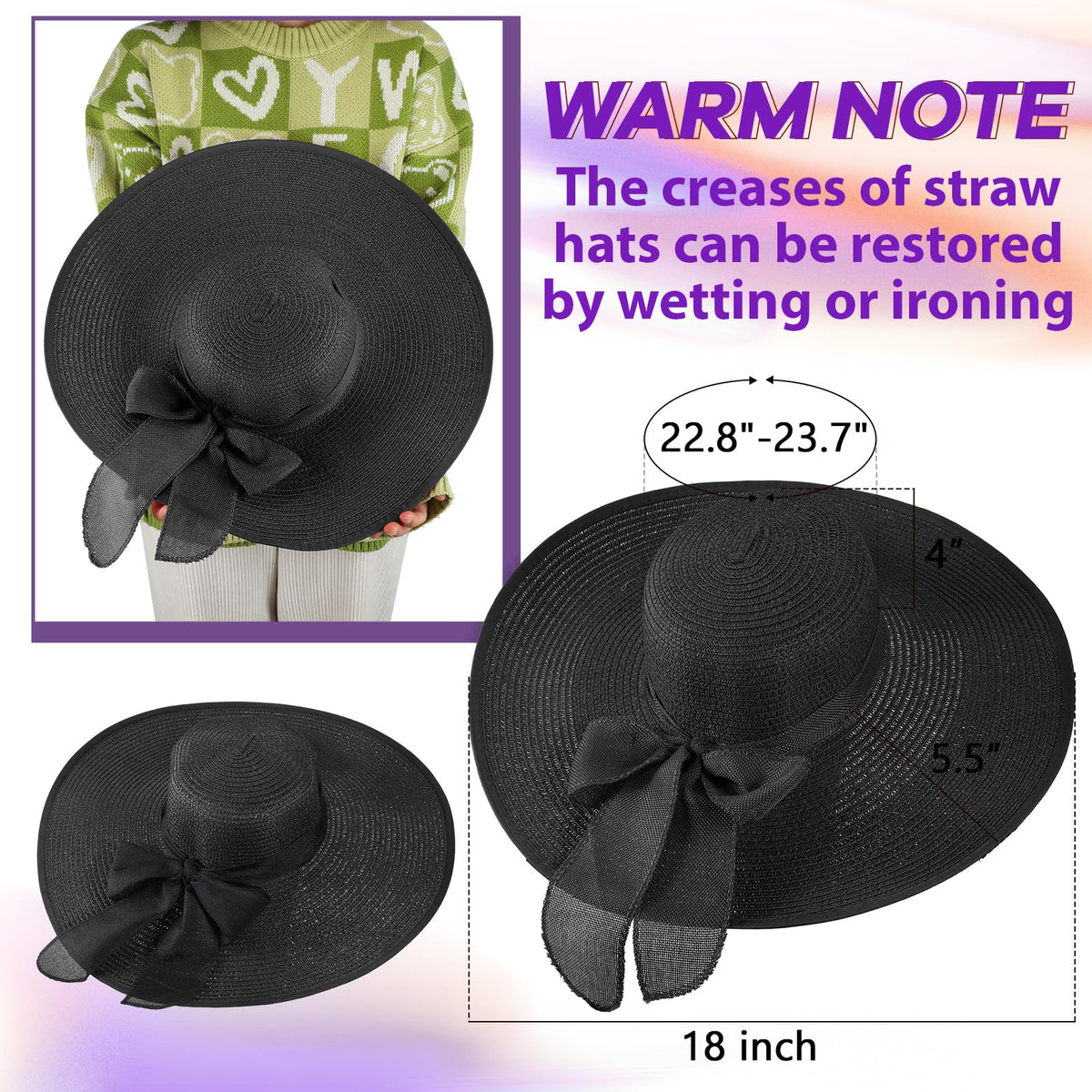 30 Pcs Women's Wide Brim Straw Sun Hat H587