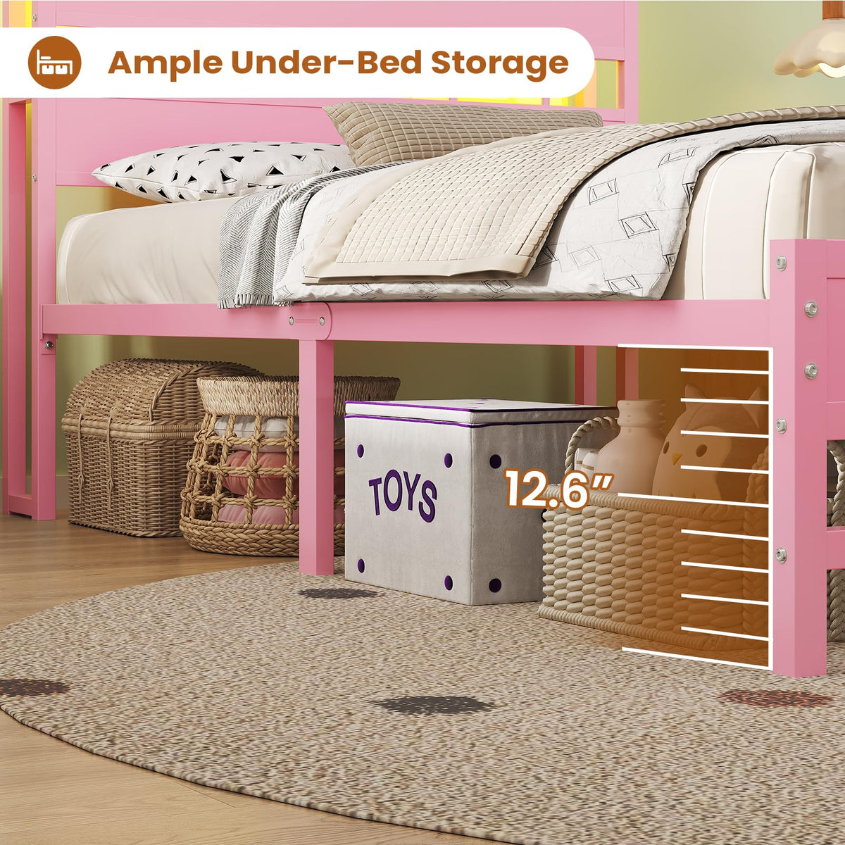 Twin Bed Frame with Storage Headboard I7968