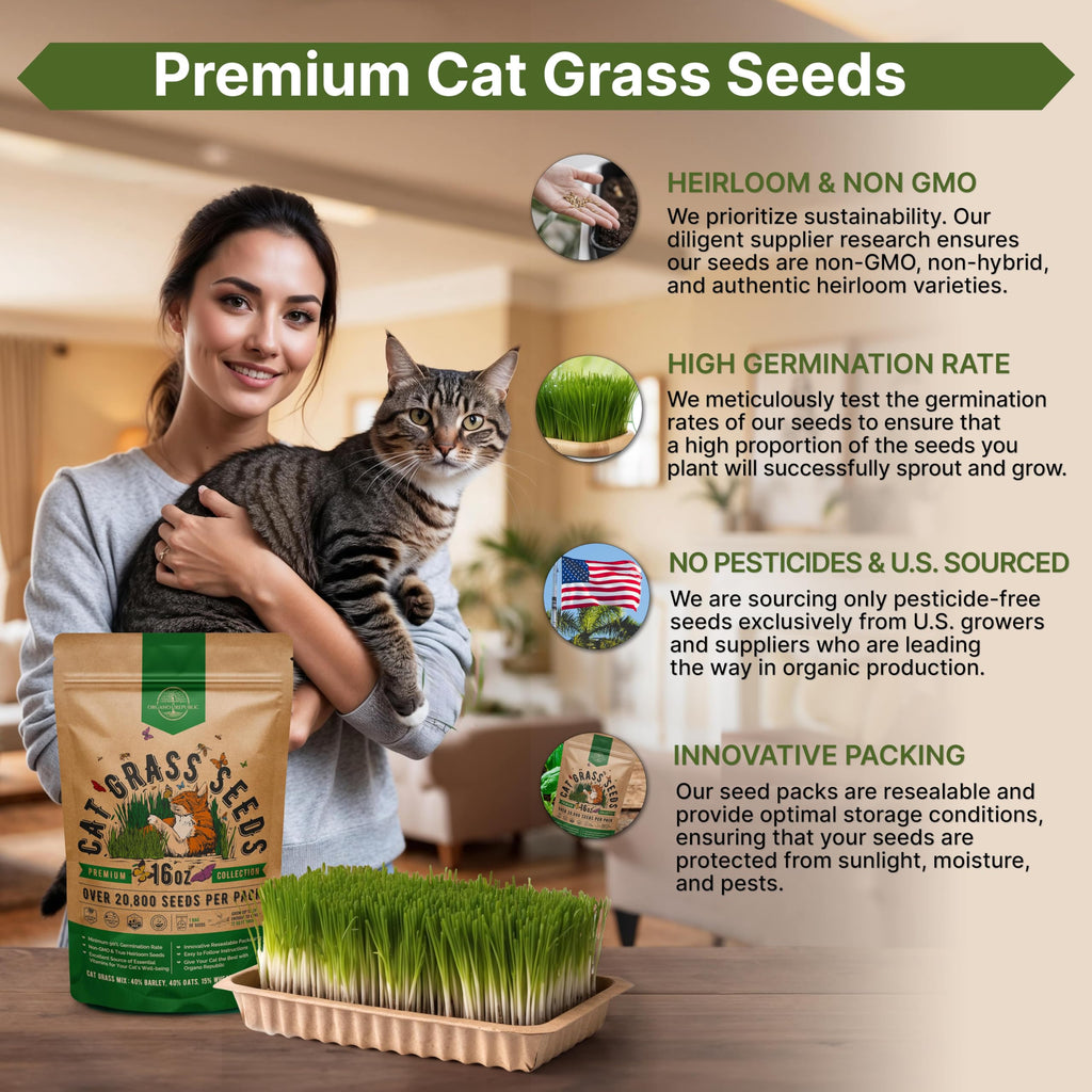 Cat Grass Seeds Mix 16 oz Non-GMO Heirloom I107138