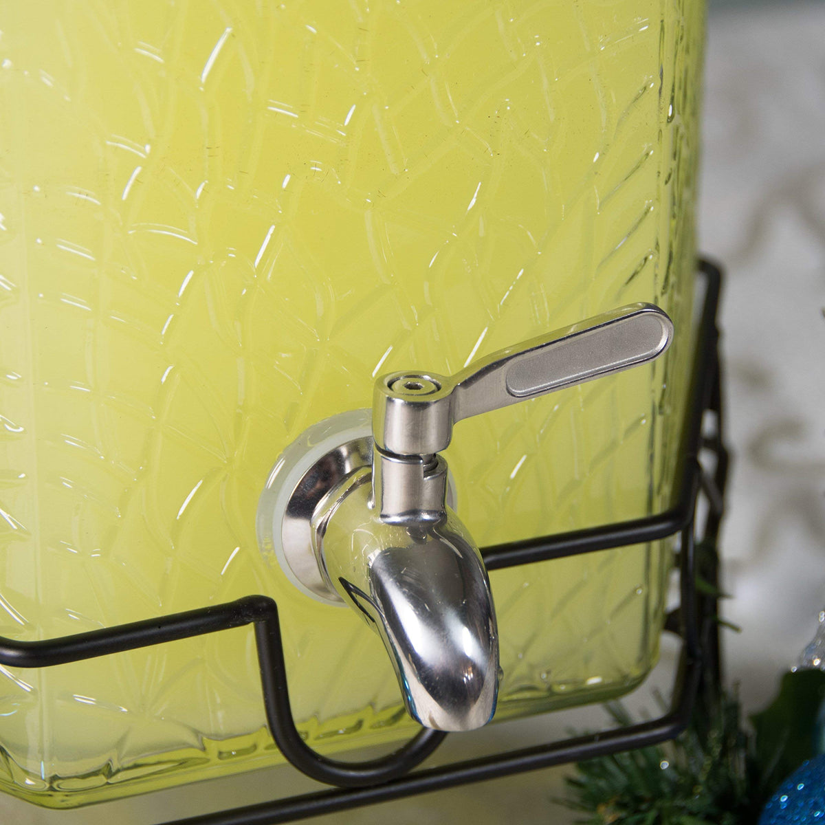 2.5 Gallon Glass Beverage Dispenser with Spigot and Stand S63404